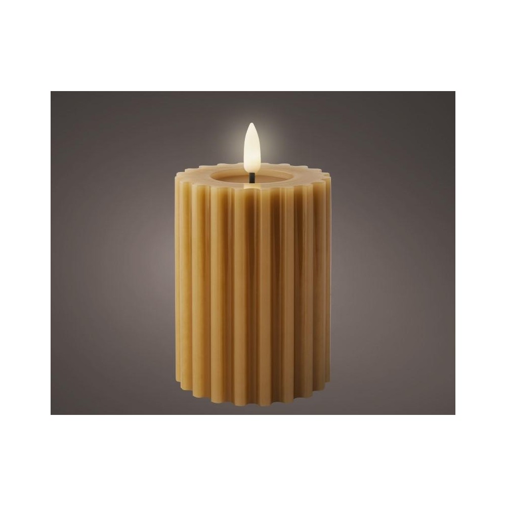 CANDELA LED RIGATA MARRONE H.12.3 CM.